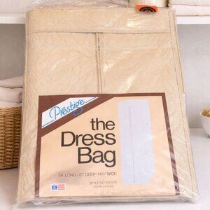 Prestige Dress Garment Bag Beige Quilted VTG Vinyl Closet Retro Storage USA
